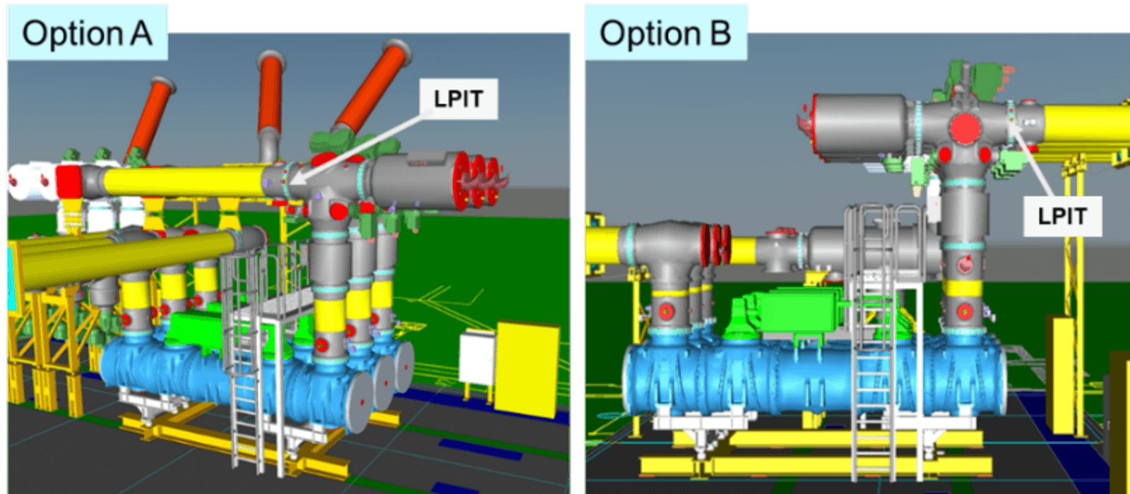 Figure 3 – Investigated pilot design options for the Verbrande Brug substation in Belgium.
