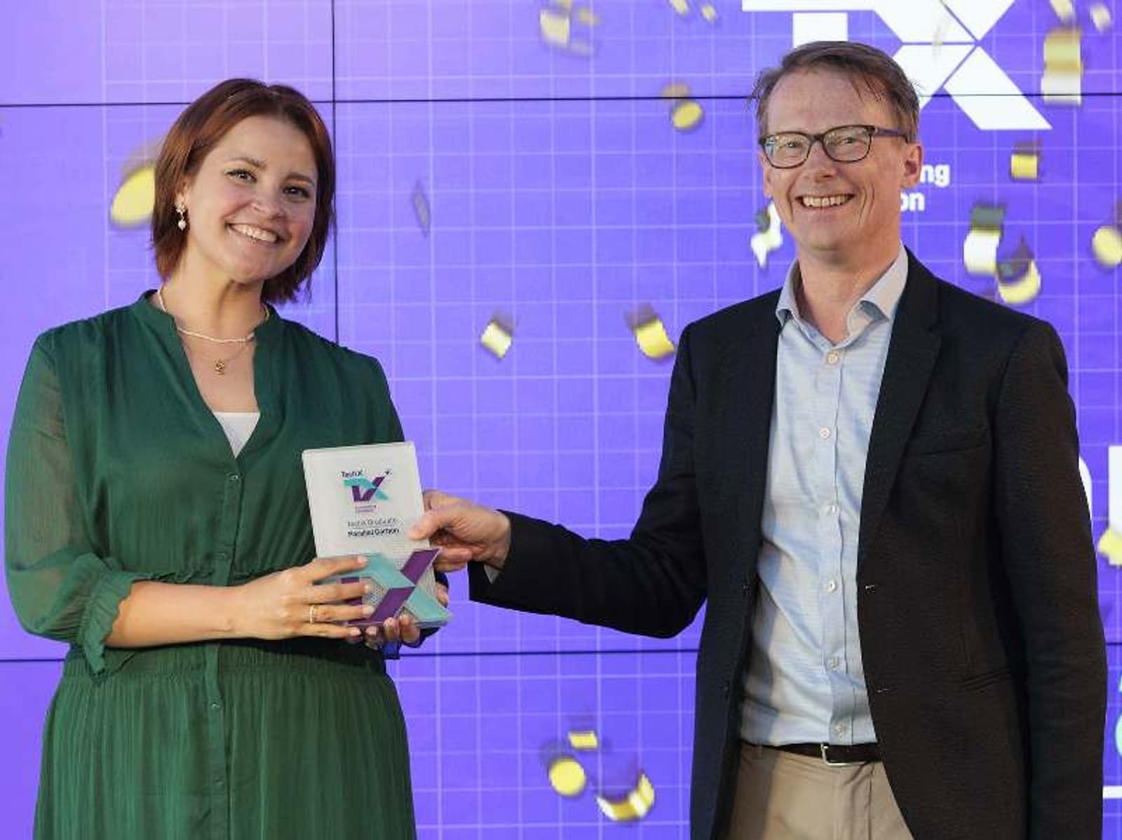 Mark Anderson, Chief Acceleration Officer & TechX Director, and Aránzazu Carmona Orbezo, Chief Technology Officer, Parallel Carbon, at the 2023 TechX Demo Day.