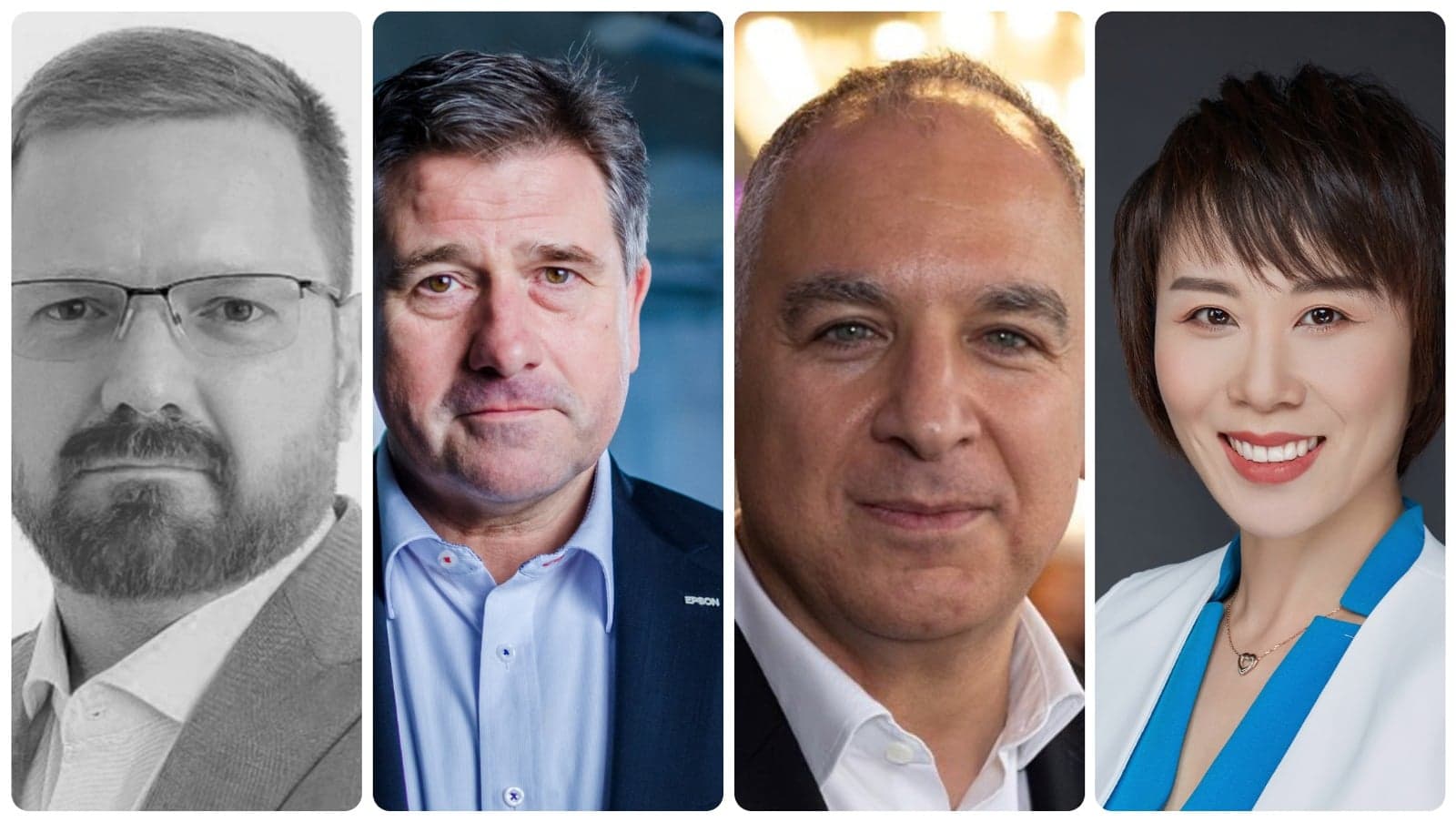 From Left: Chris Lloyd, Chief Solutions & Technology Officer at Syspro, Volker Spanier, Head of Manufacturing Solutions, Epson EMEA, Mounir Boemond, Director, Sustainability Segment at AVEVA and Claire Hu Weber, Vice President, International Markets at Fluke.
