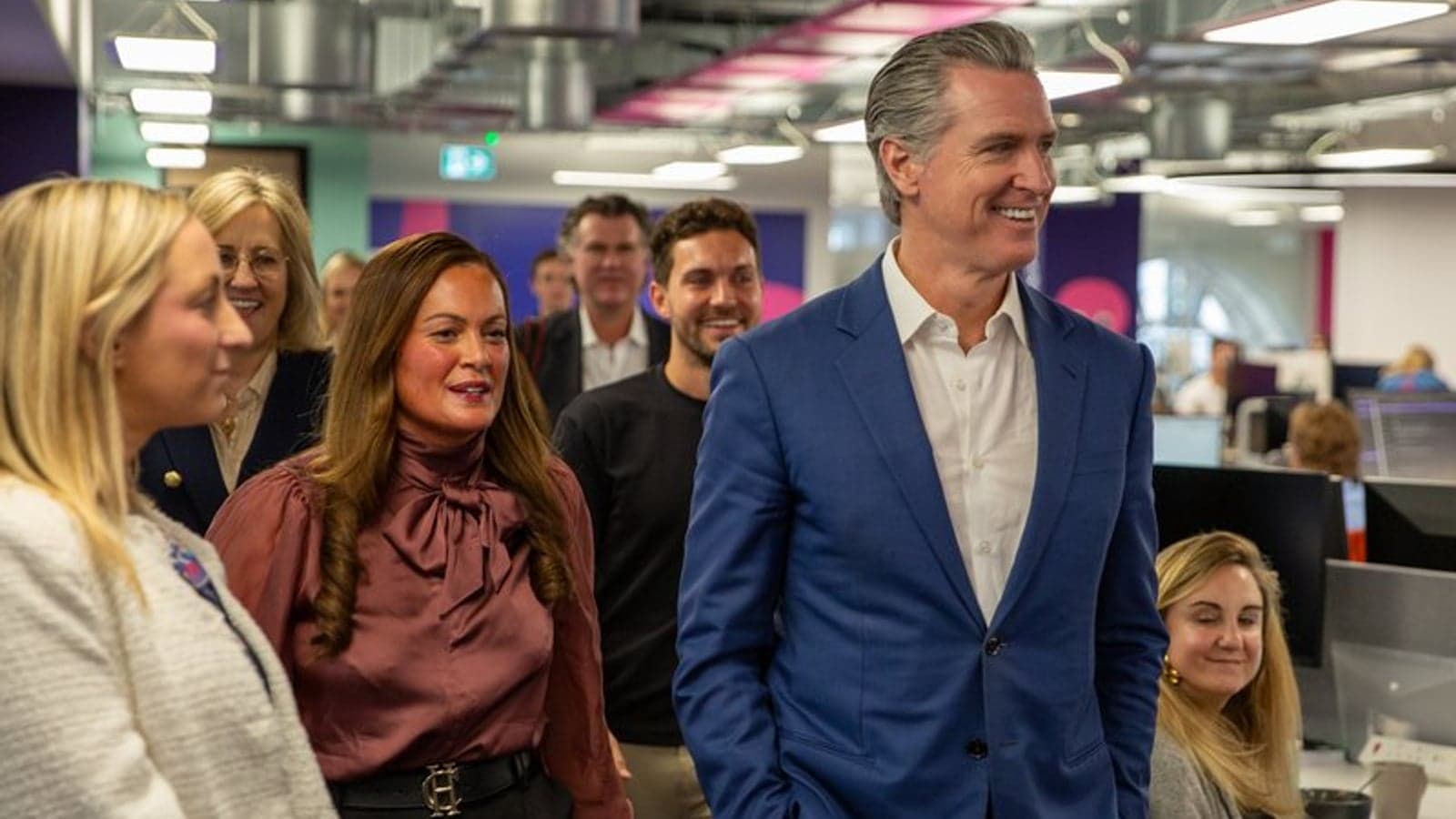 The Governor of California, Gavin Newsom, visiting Octopus Energy’s London headquarters.