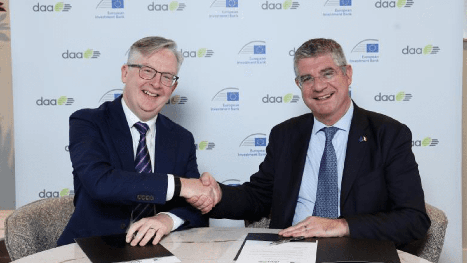 Peter Dunne, Chief Financial Officer at daa plc, and Ioannis Tsakiris, Vice President of the EIB.