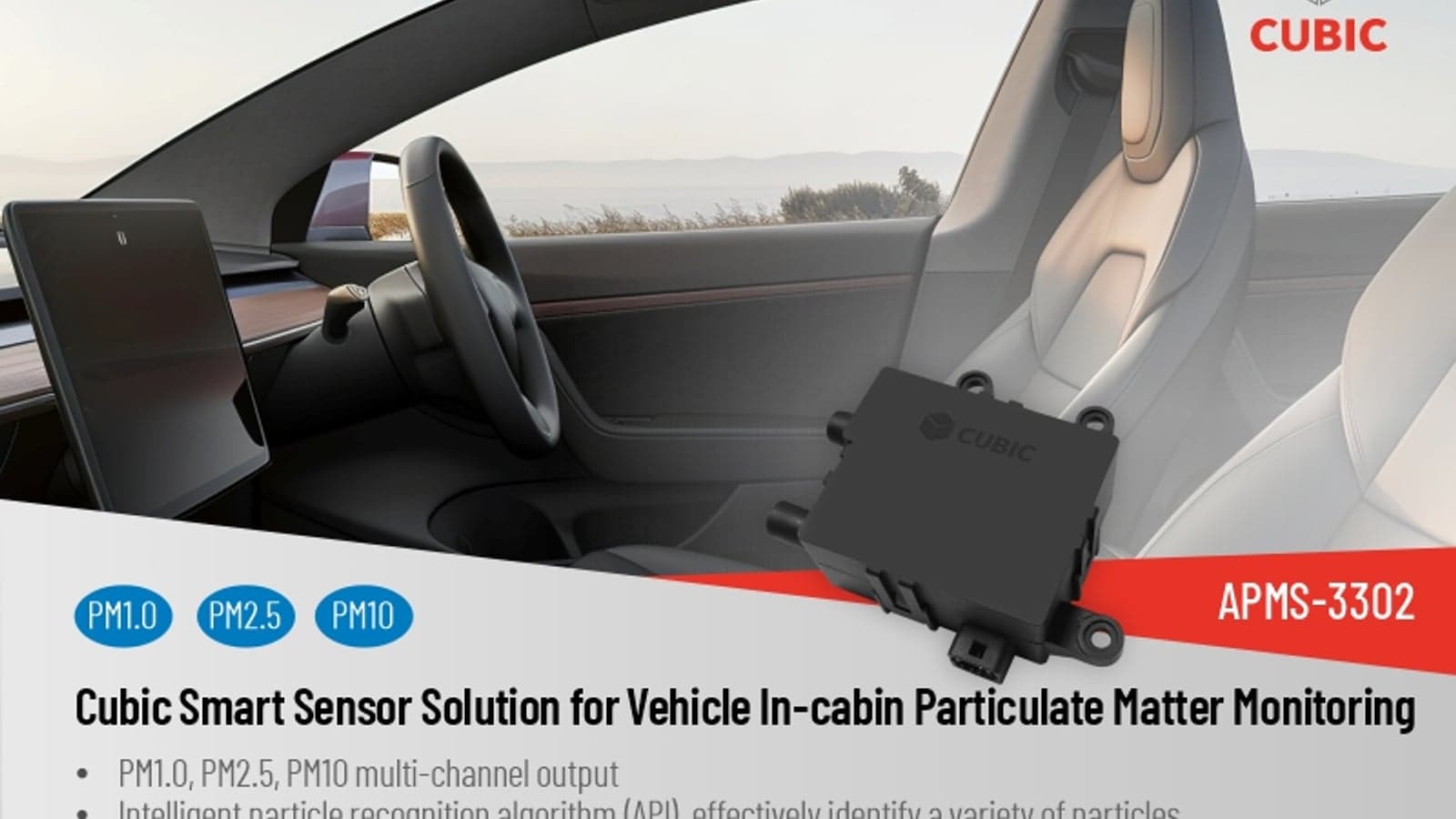 Cubic Smart Sensor Solution for vehicle in-cabin particulate matter monitoring