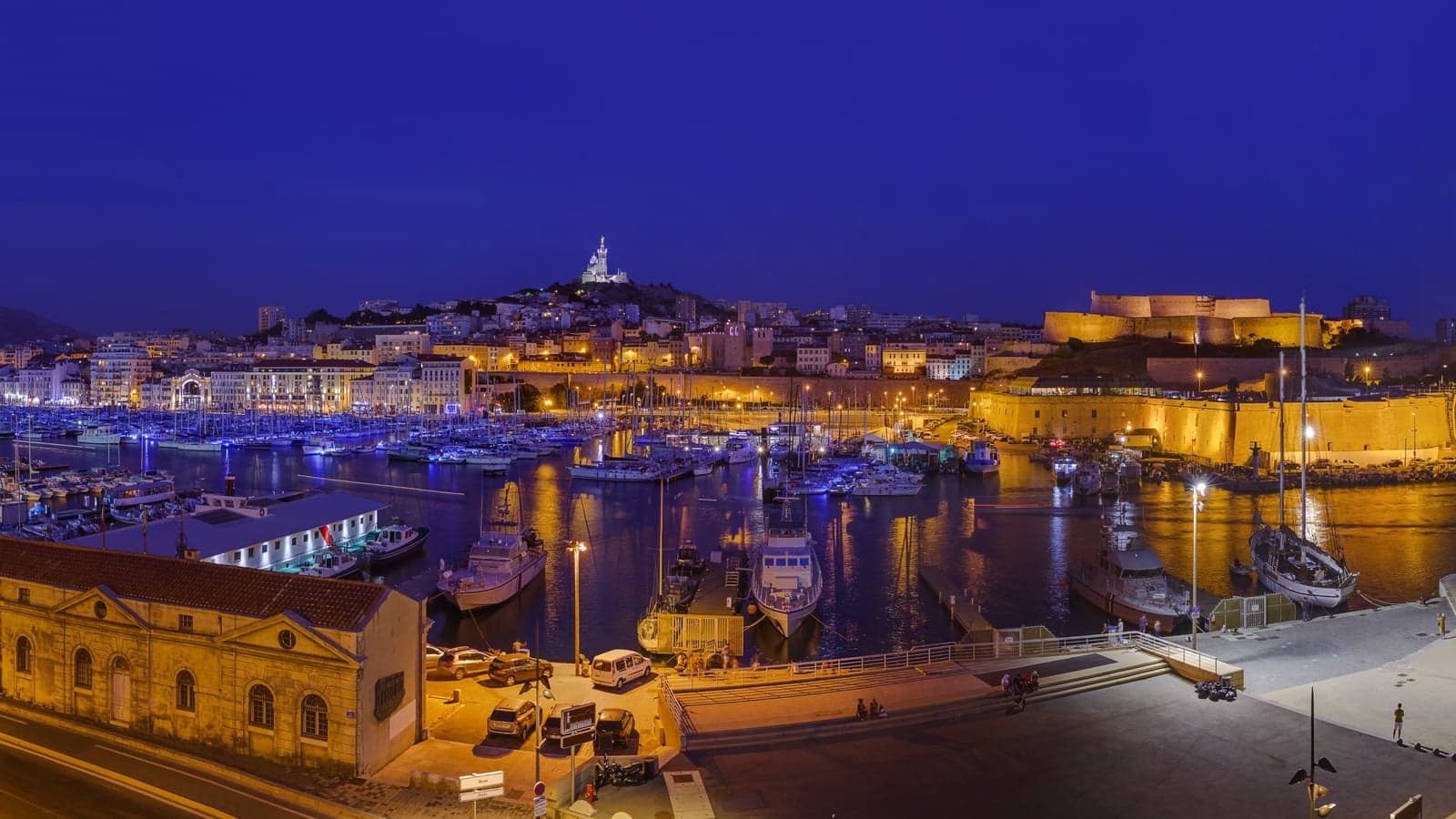 Old Port and Basilica of Notre Dame - Marseille, France.