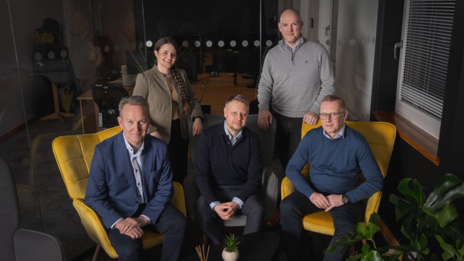 L-R: David Clark (CEO), Graceann Robertson (Sales & Marketing Manager), Richard Knox (Founder-CTO), Robert Heron (Operations & Engineering Director), Alan Shanks (Chief Financial Officer).